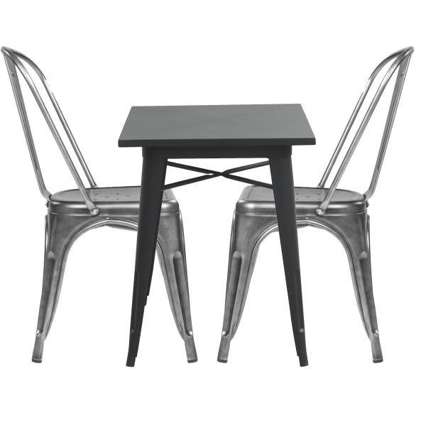 Spisebordssæt LaCroix sort/klar stål