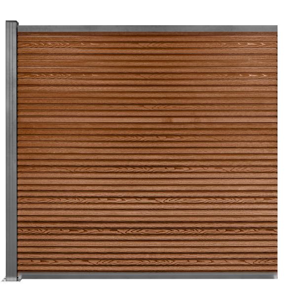 Komposithegn med 1 stolpe 173x180cm brun/grå