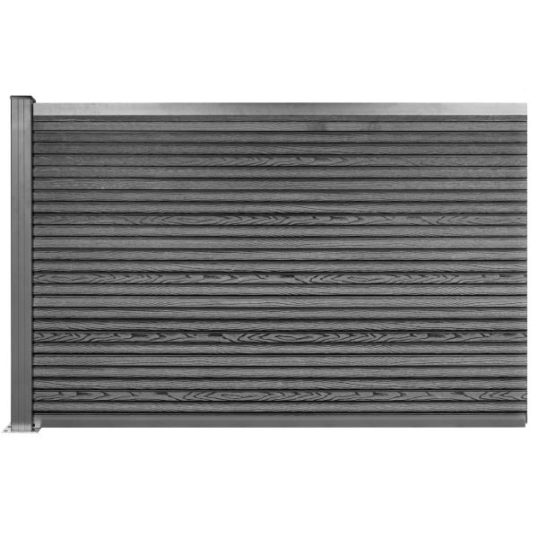 Komposithegn med 1 stolpe 113x120cm antracitgrå/grå