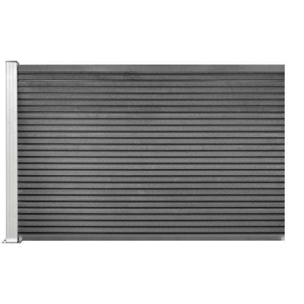 Komposithegn med 1 stolpe 113x120cm antracitgrå/alu