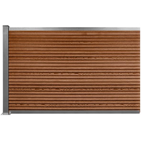 Komposithegn med 1 stolpe 120cm brun/grå