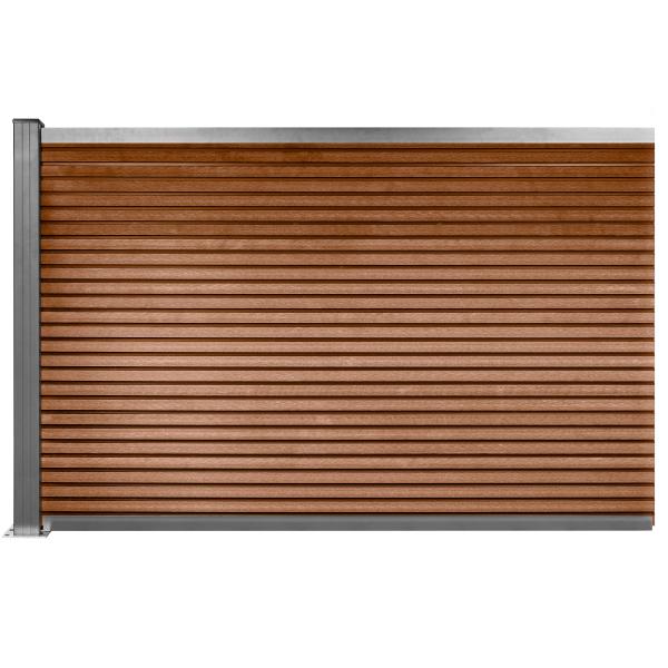 Komposithegn med 1 stolpe 120cm brun/grå