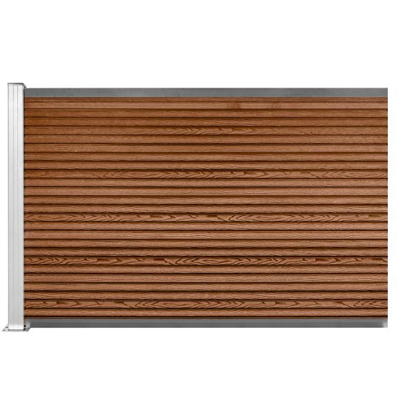 Komposithegn med 1 stolpe 120cm brun/alu