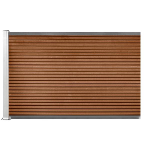 Komposithegn med 1 stolpe 120cm brun/alu