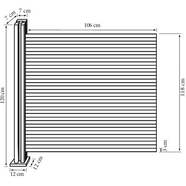 Komposithegn med 2 stolper 120cm brun/grå