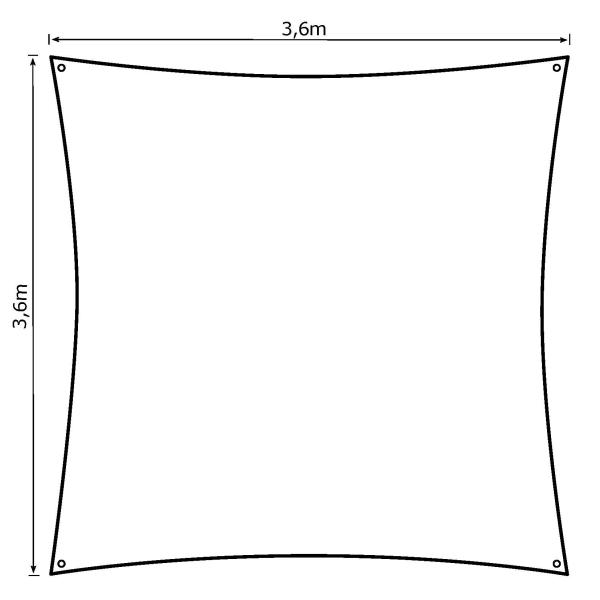 Solsejl antracitgrå PRO 3,6x3,6m