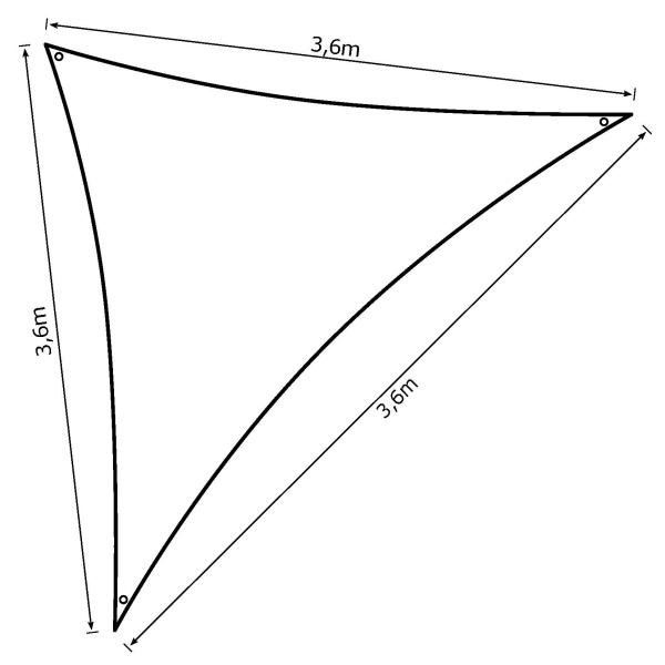 Solsejl creme PRO 3,6x3,6x3,6m