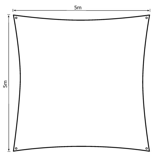 Solsejl antracitgrå PRO 5x5m