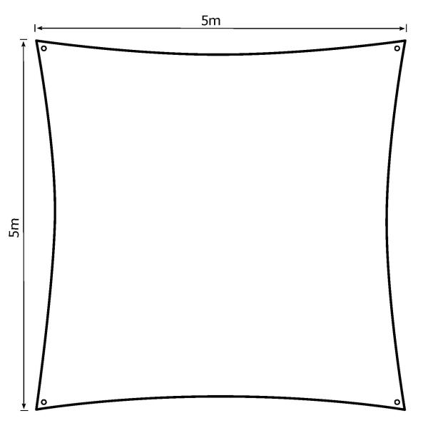 Solsejl creme PRO 5x5m