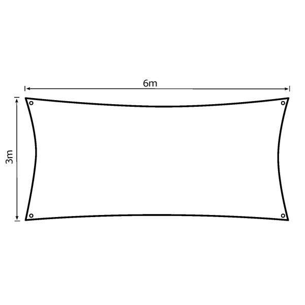 Solsejl grå LUX 3x6m