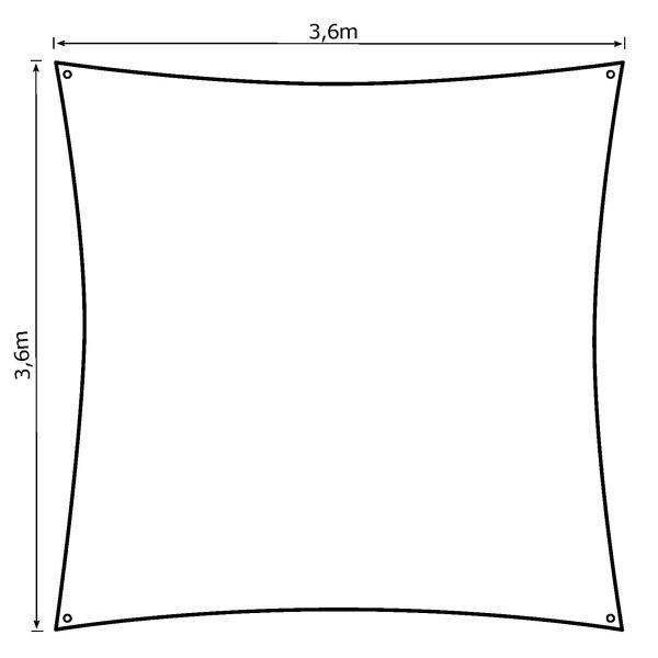 Solsejl grå LUX 3,6x3,6m