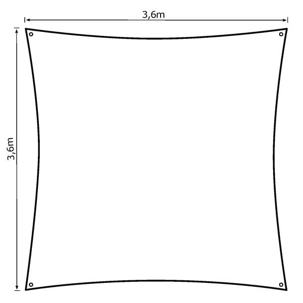 Solsejl antracitgrå LUX 3,6x3,6m