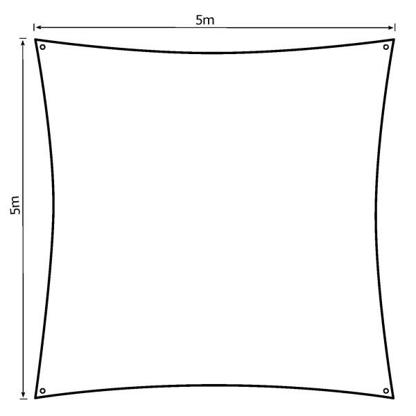 Solsejl antracitgrå LUX 5x5m