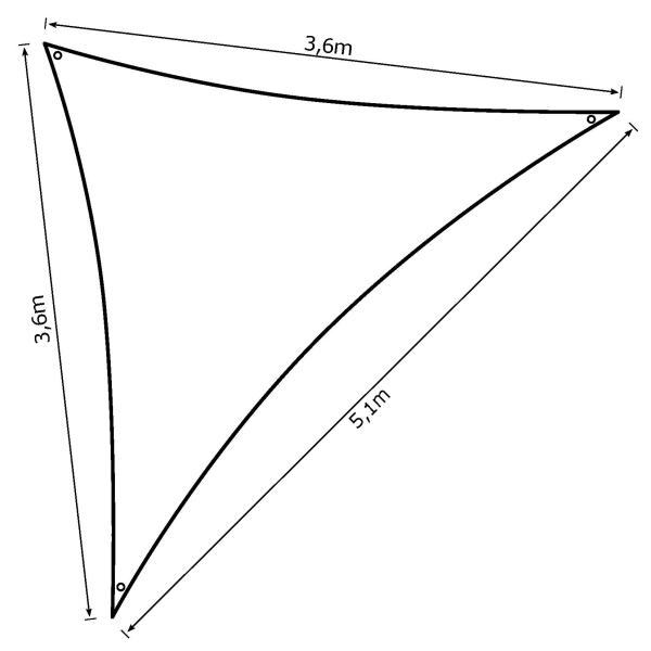 Solsejl grå LUX 3,6x3,6x5,1m