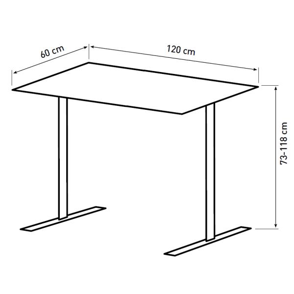 Hæve sænkebord brun 120x60cm