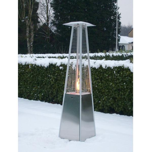 Terrassevarmer LUX med flamme 227cm sølv
