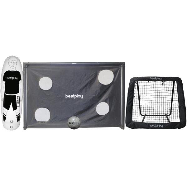 Bestplay fodboldmål 240x160cm rebounder 130x130cm + air dummy 180cm bold - Pris 2.046,- kr. - 8 stk. på eget lager. - moreland.dk