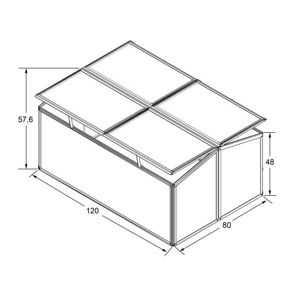 Minidrivhus sølv 120x80x57cm