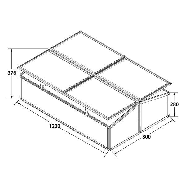 Minidrivhus sølv 120x80x37cm