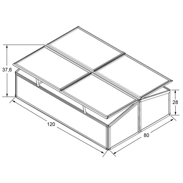 Minidrivhus sort 120x80x37cm