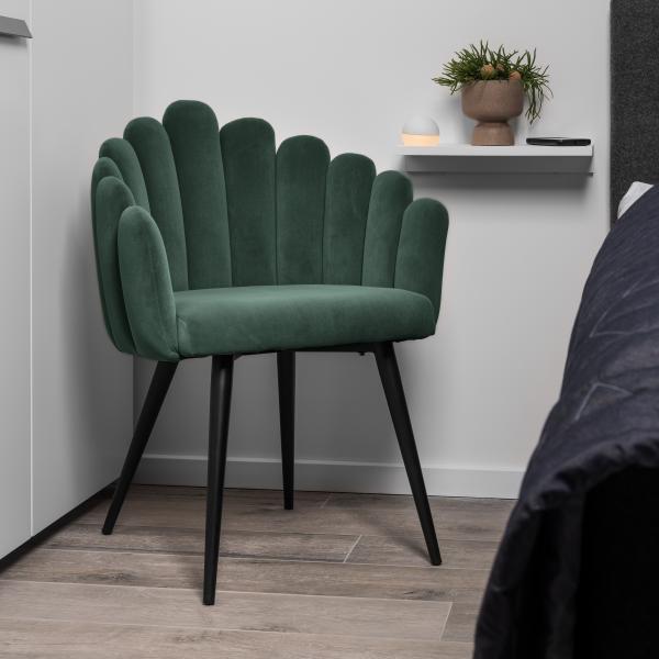 Jasmin velour mørkegrøn/sort