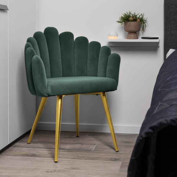Jasmin velour mørkegrøn/guld
