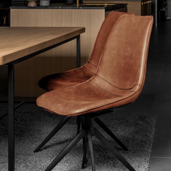 Sanne med drejefunktion cowboystof cognac