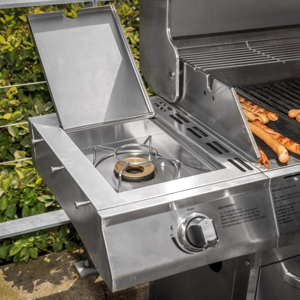 Premium gasgrill med 4 brændere og sideblus