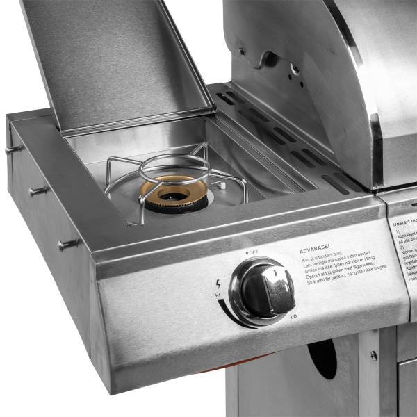 Premium gasgrill med 4 brændere og sideblus