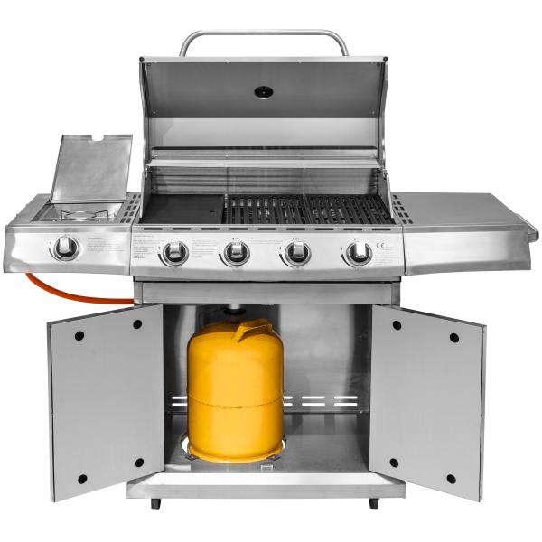 Premium gasgrill med 4 brændere og sideblus