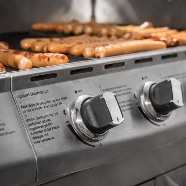 Premium gasgrill med 4 brændere og sideblus