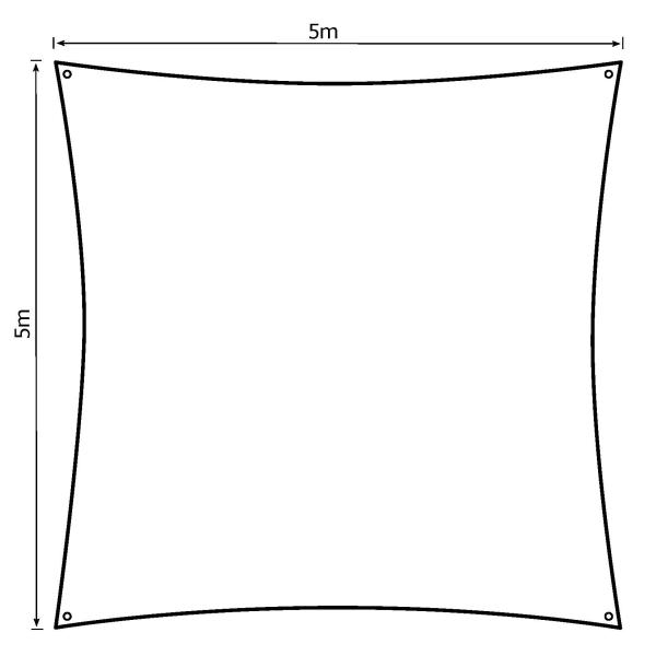 Solsejl grå LUX 5x5m