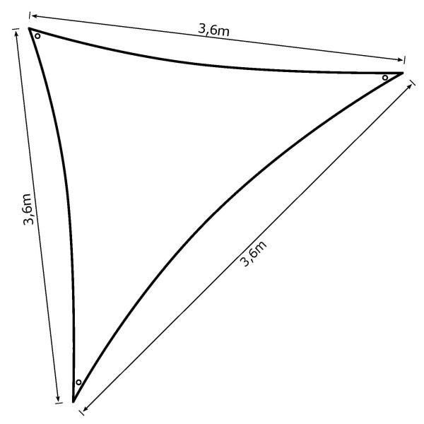 Solsejl grå LUX 3,6x3,6x3,6m