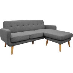 Ystad højre-/venstrevendt stof mørkegrå chaiselong sofa