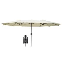 Dobbelt parasol beige 2,7x4,6m inkl. terrassevarmer parasol