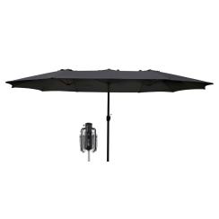 Dobbelt parasol mørkegrå, 2,7x4,6m, inkl. terrassevarmer parasol