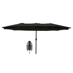 Dobbelt parasol sort, 2,7x4,6m, inkl. terrassevarmer 