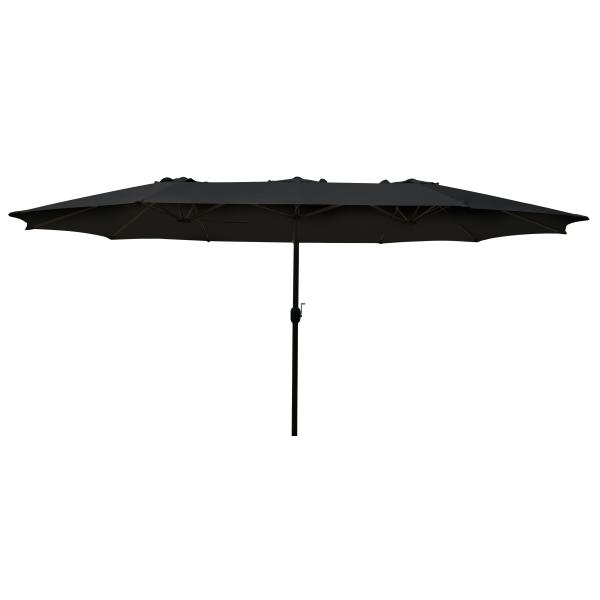 Dobbelt parasol sort, 2,7x4,6m, inkl. terrassevarmer