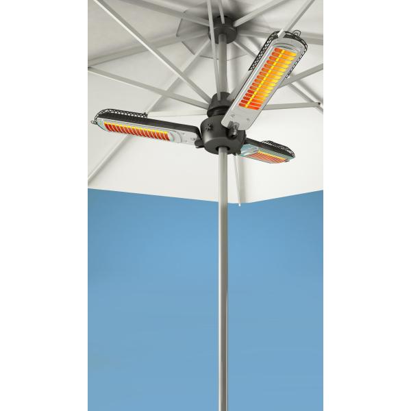 Dobbelt parasol sort, 2,7x4,6m, inkl. terrassevarmer