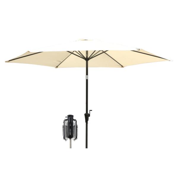 Parasol med vip beige 3m inkl. terrassevarmer