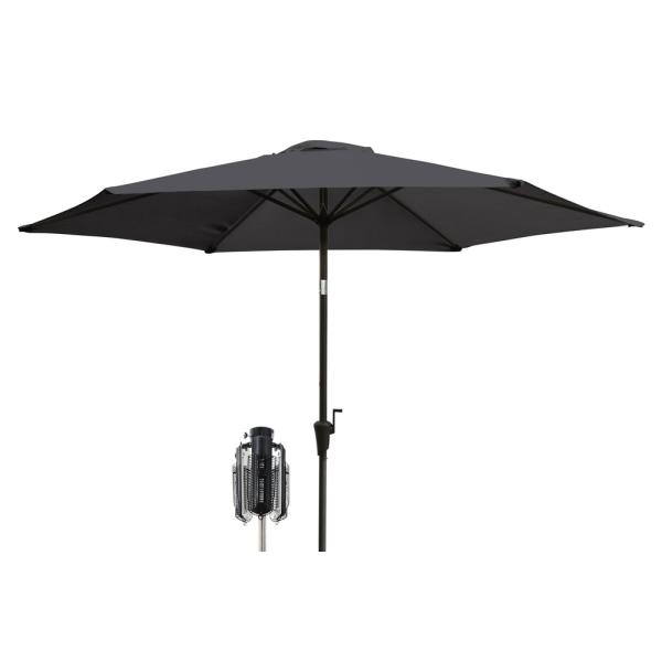 Parasol med vip mørkegrå 3m inkl. terrassevarmer