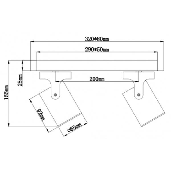 Loftspot 2 lyskilder sort