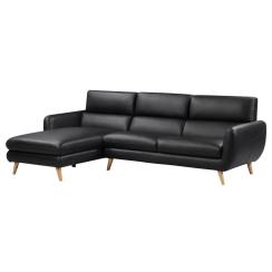 Genova venstrevendt læder sort chaiselong sofa