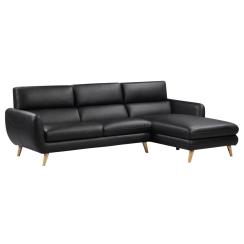 Genova højrevendt læder sort chaiselong sofa