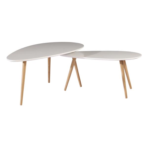 Homeville Malaga sofabordssæt hvid 60x43x90cm 98x60x43cm, 88x48x38cm