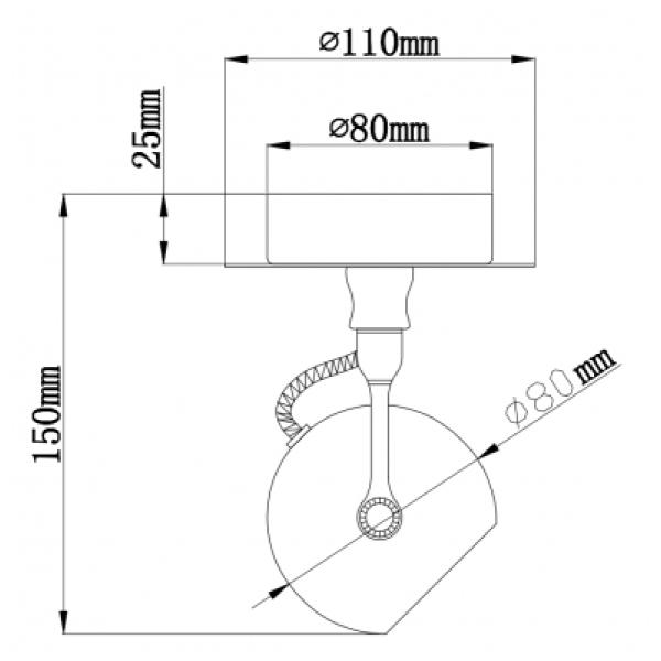 Loftlampe kugleformet 1 spot sort