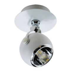 Loftlampe kugleformet 1 spot hvid spotlampe