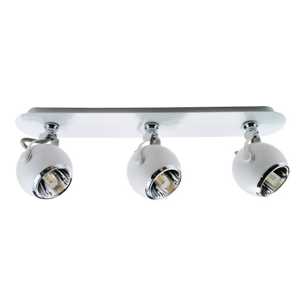 Loftlampe kugleformet 3 spots hvid