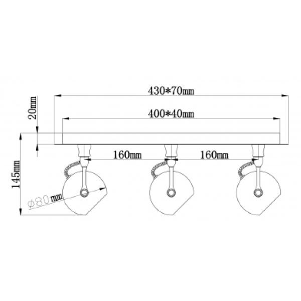 Loftlampe kugleformet 3 spots hvid
