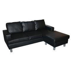 Boston højre-/venstrevendt kunstlæder sort chaiselong sofa